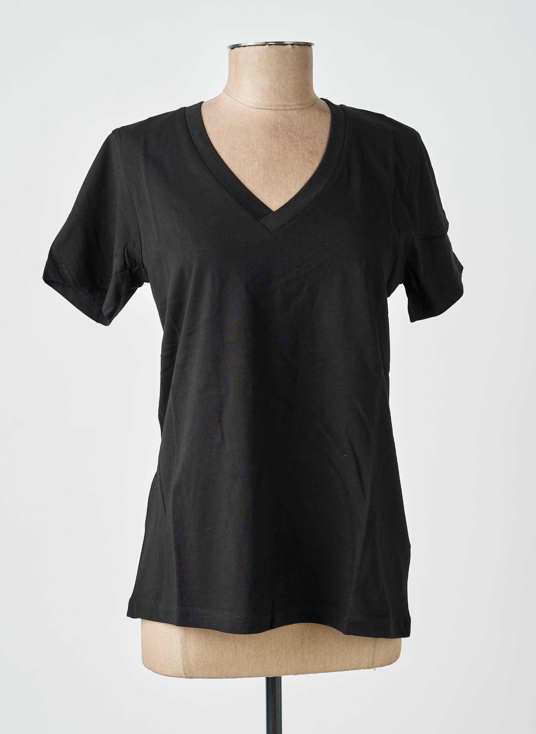 T-shirt coupe droite manches courtes noir KAFFE femme