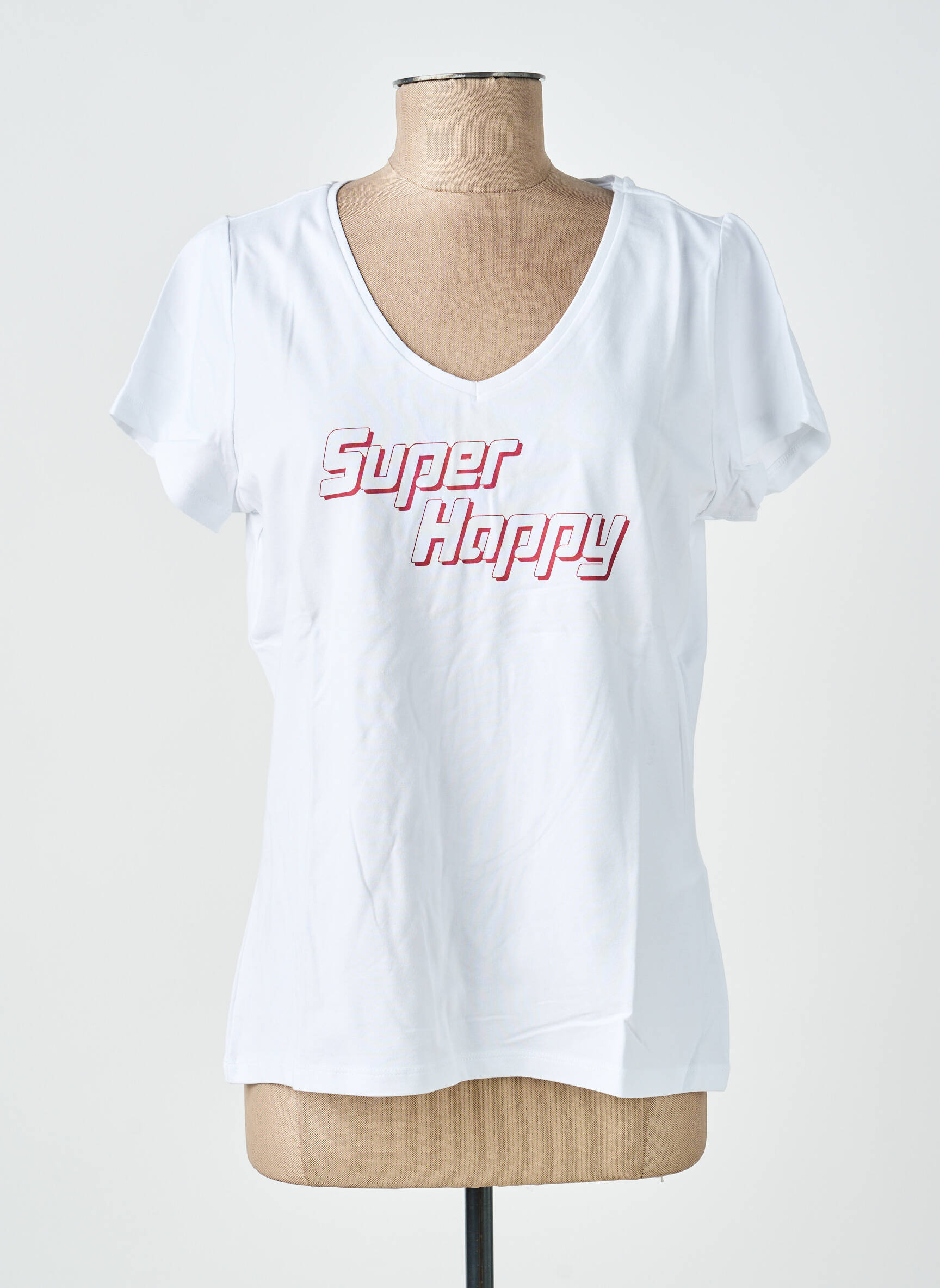 T-shirt imprimé fantaisie manches courtes blanc PIECES femme