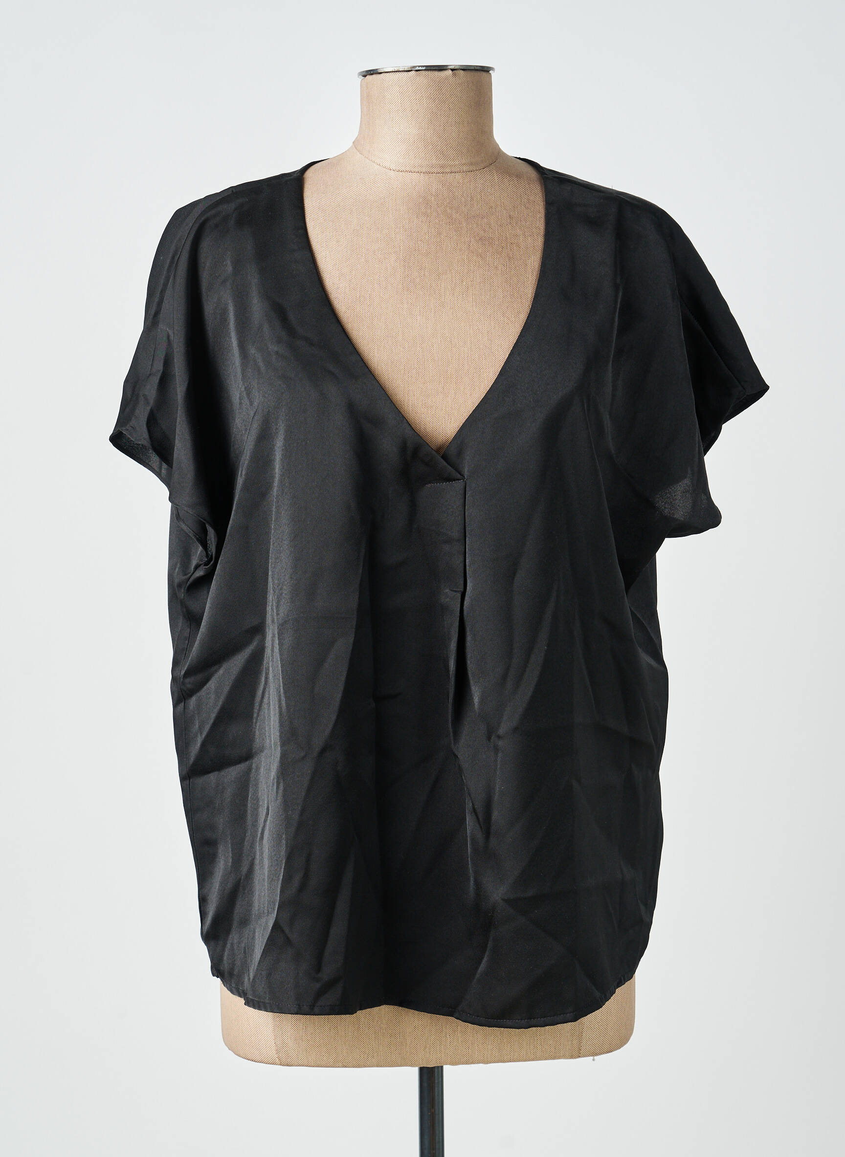 Blouse col v manches courtes noir TIFFOSI femme