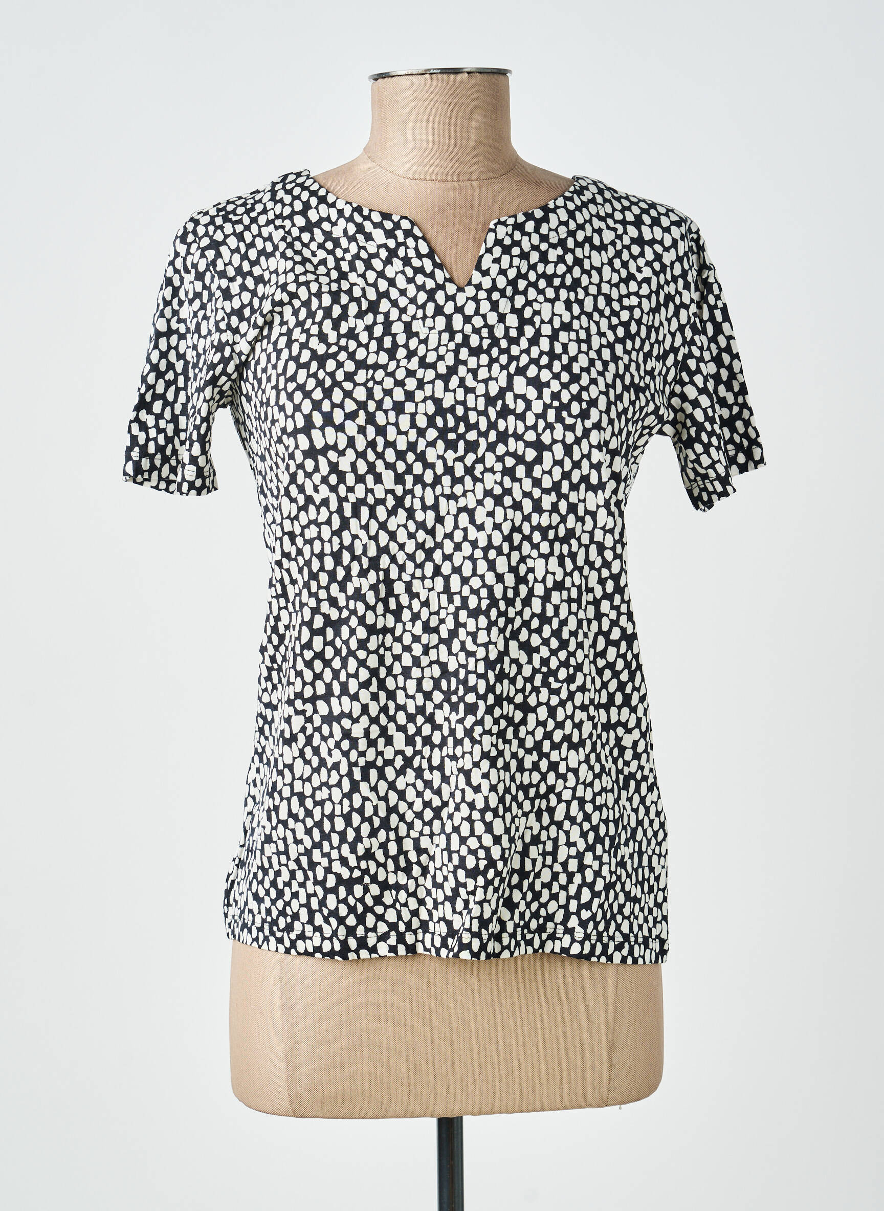 Top imprimé fantaisie manches courtes noir KAFFE femme