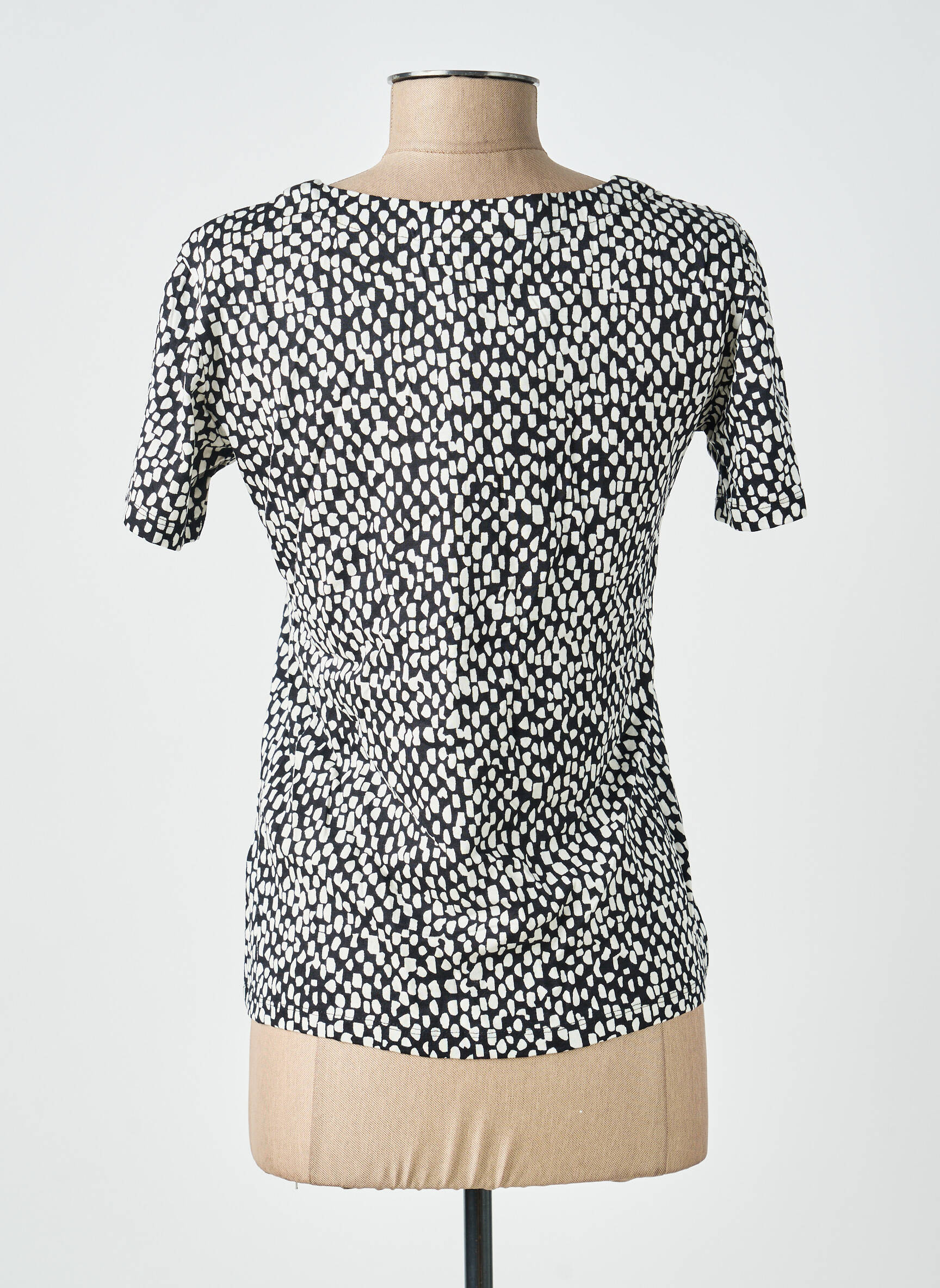 Top imprimé fantaisie manches courtes noir KAFFE femme