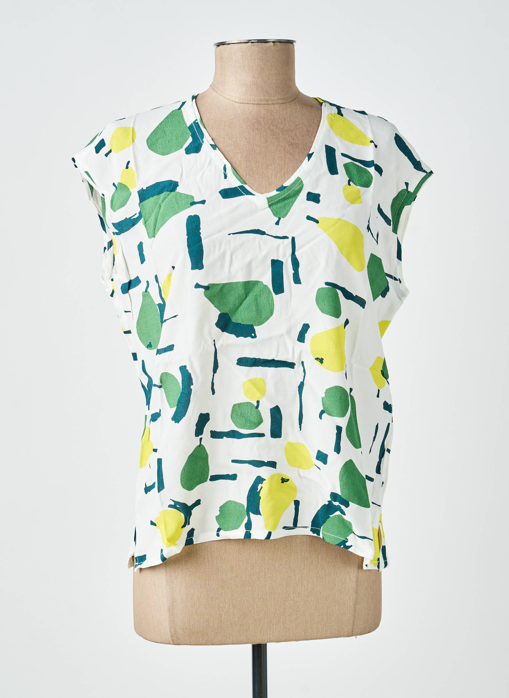 Top imprimé fantaisie sans manche vert ZILCH femme