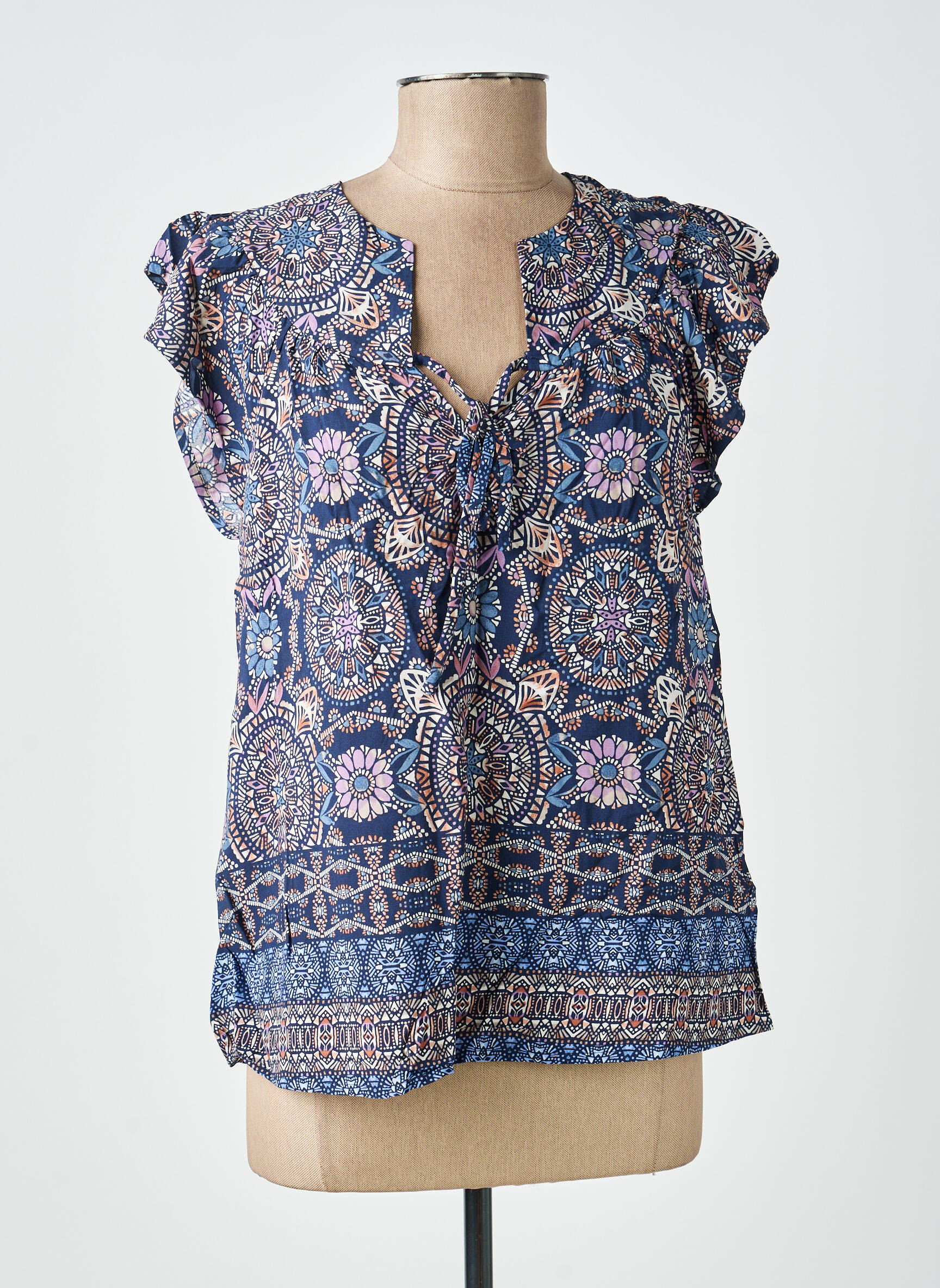Top imprimé fantaisie manches courtes bleu MOLLY BRACKEN femme