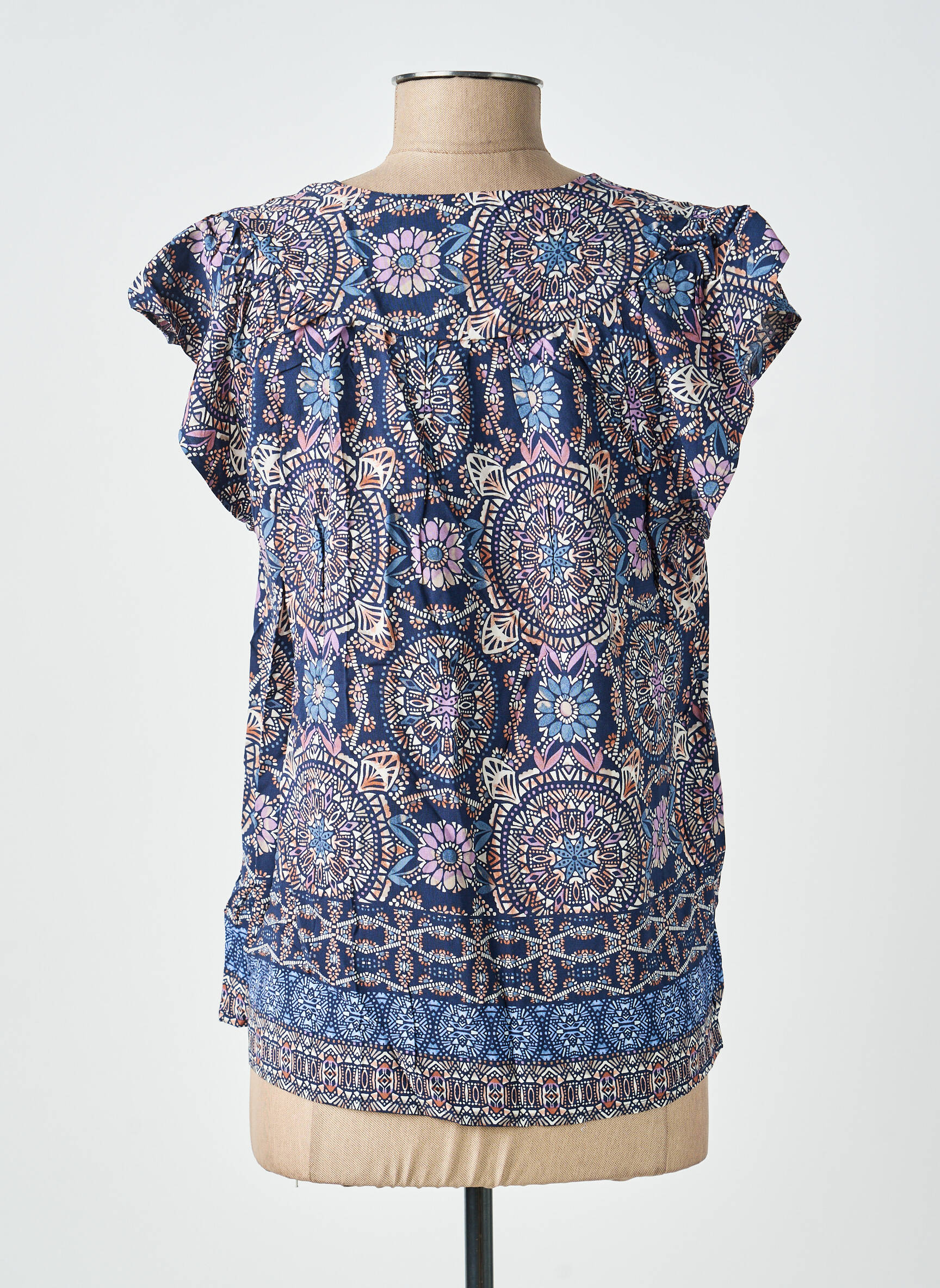 Top imprimé fantaisie manches courtes bleu MOLLY BRACKEN femme