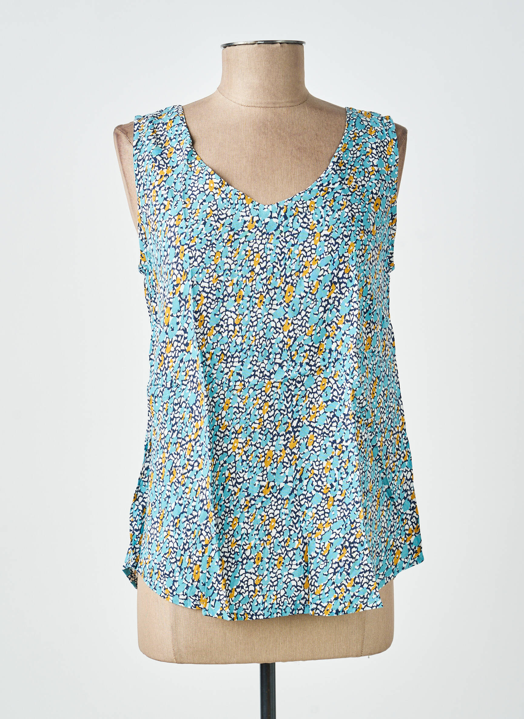 Blouse imprimé fantaisie sans manche bleu LILY & ME femme