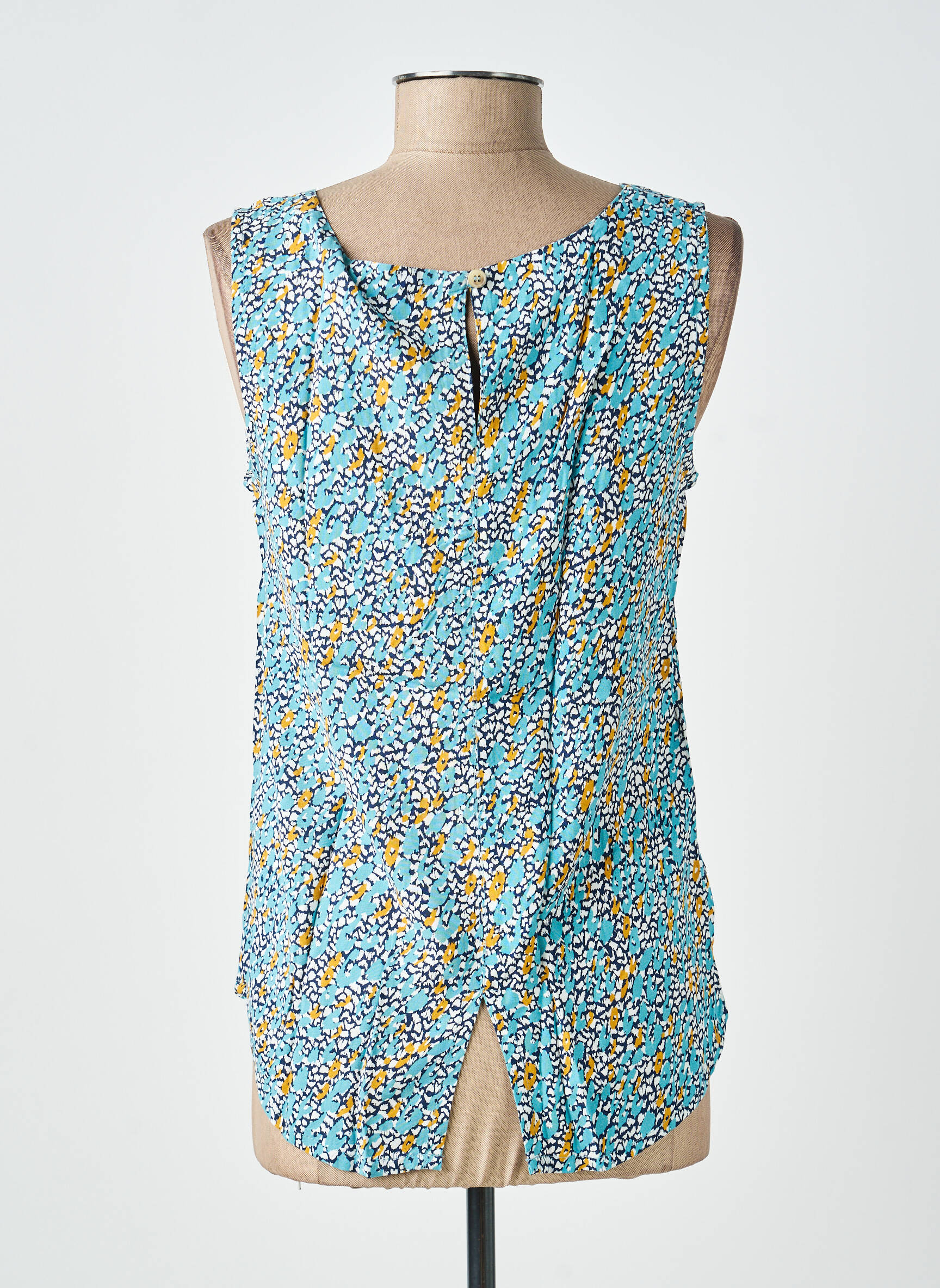 Blouse imprimé fantaisie sans manche bleu LILY & ME femme