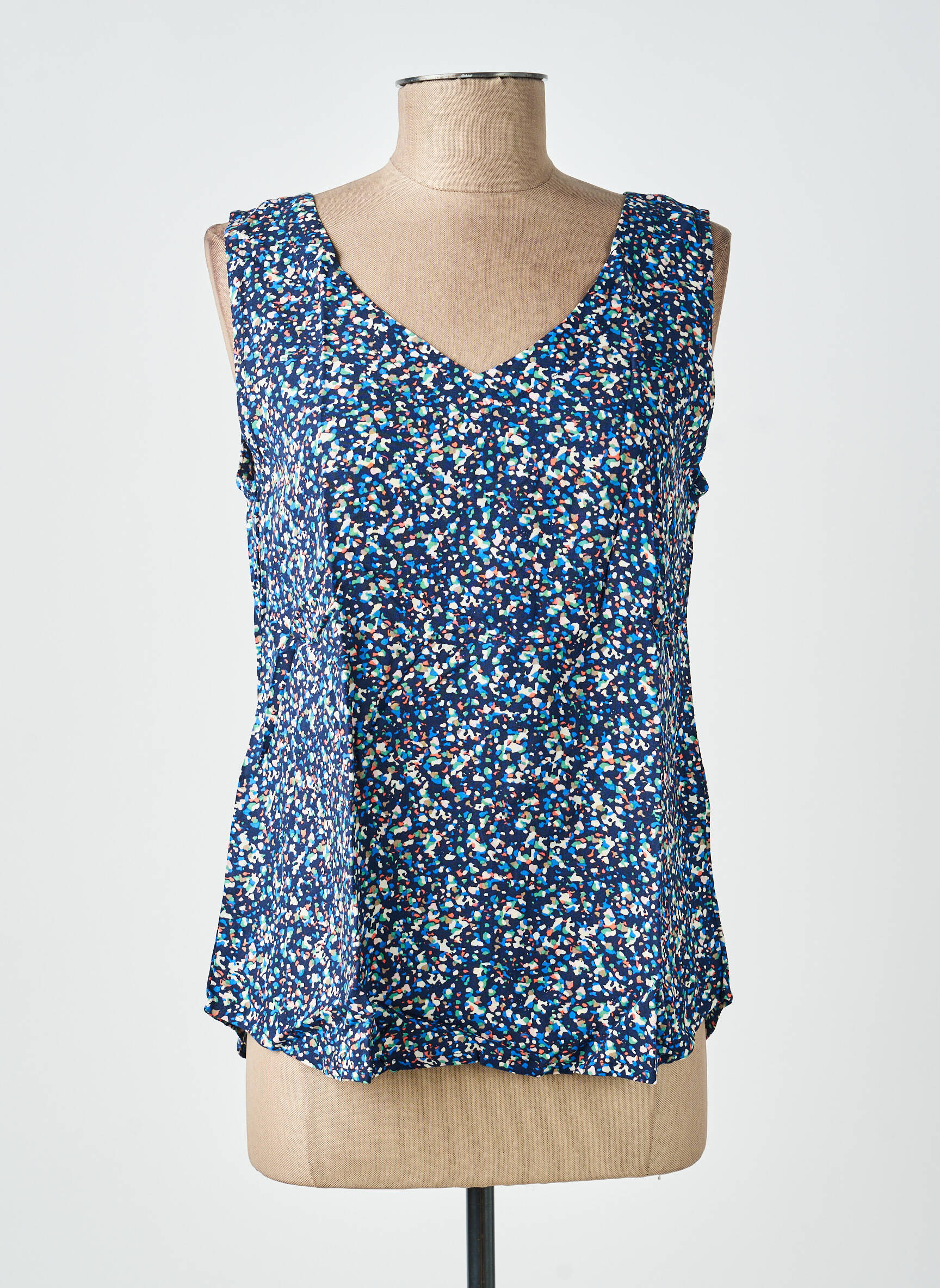 Blouse imprimé fantaisie sans manche bleu LILY & ME femme