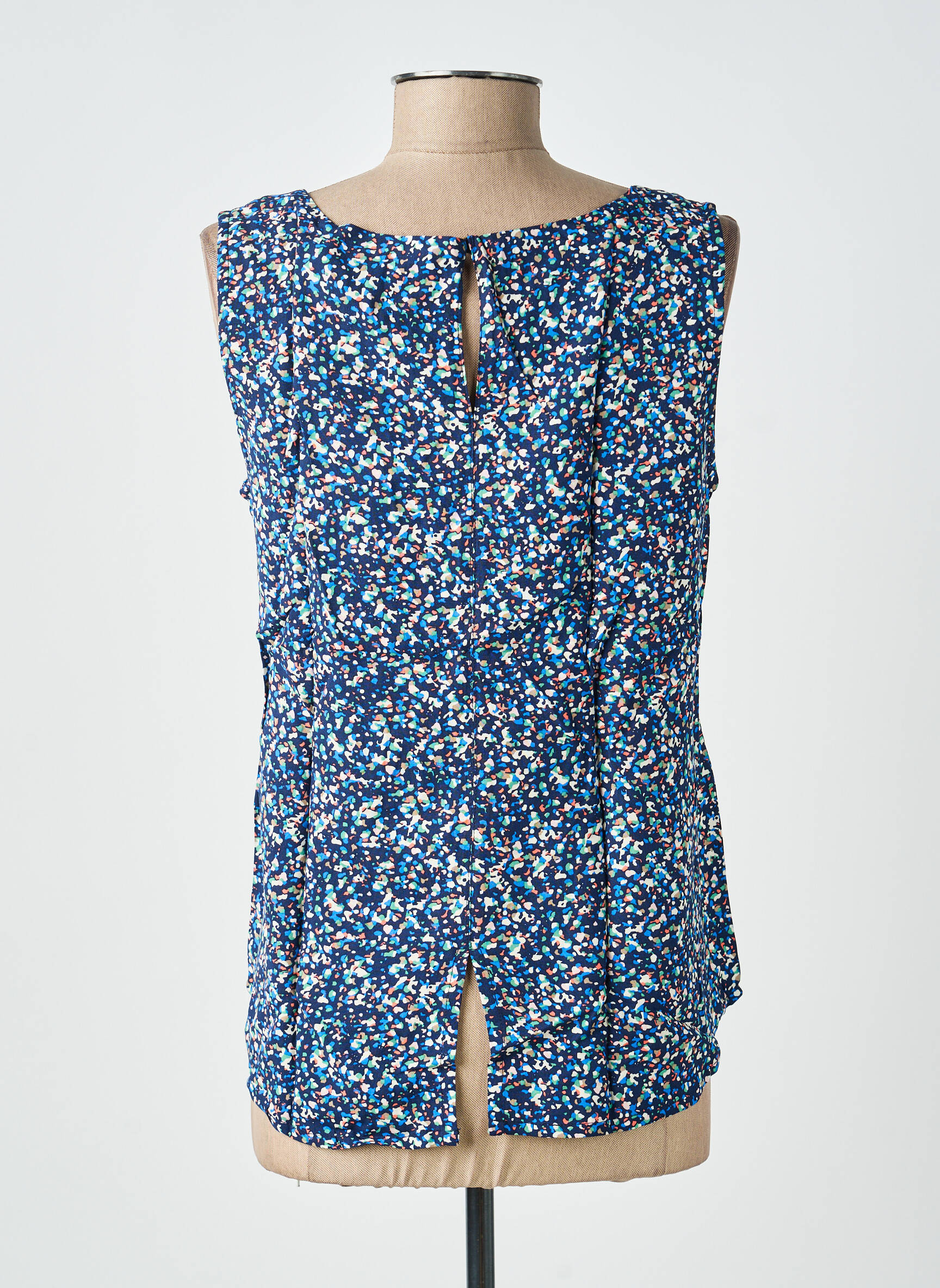Blouse imprimé fantaisie sans manche bleu LILY & ME femme