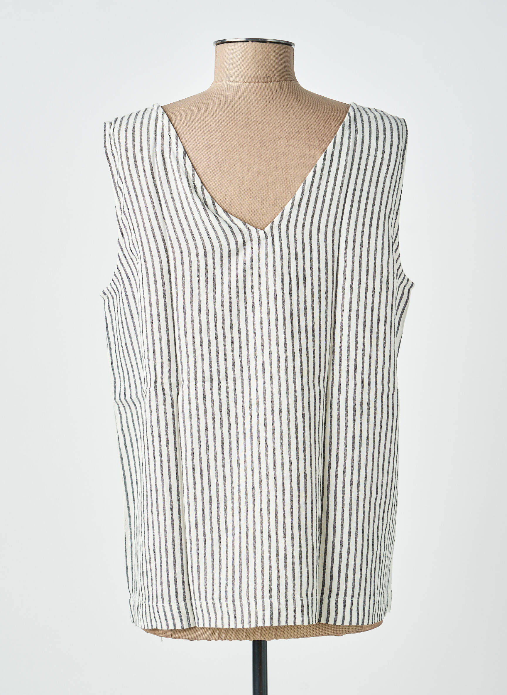 Top col v sans manche gris KAFFE femme
