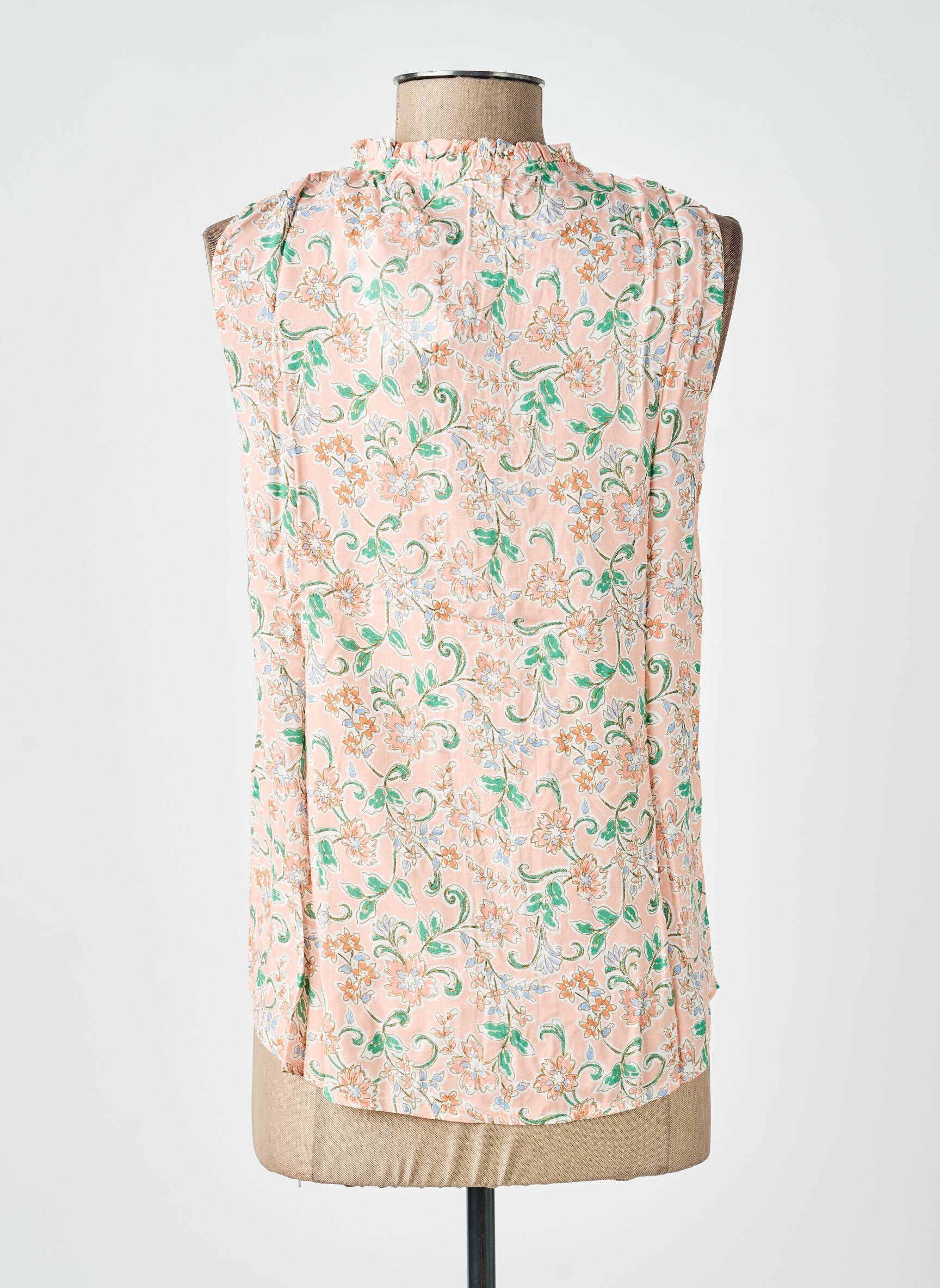 Blouse tissage popeline sans manche rose C'EST BEAU LA VIE femme