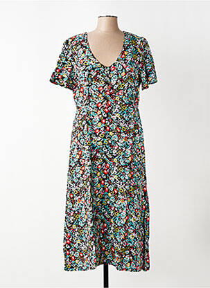 Robe longue imprimé fleurs manches courtes vert LILY & ME femme
