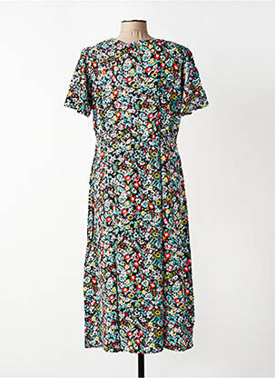 Robe longue imprimé fleurs manches courtes vert LILY & ME femme