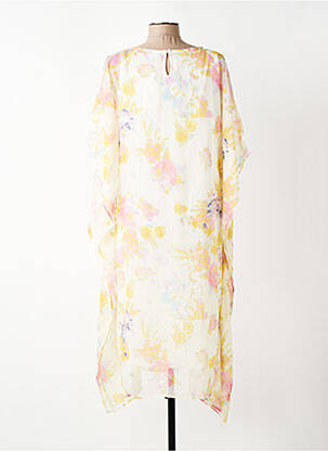 Robe longue imprimé fantaisie manches courtes beige ZHENZI femme
