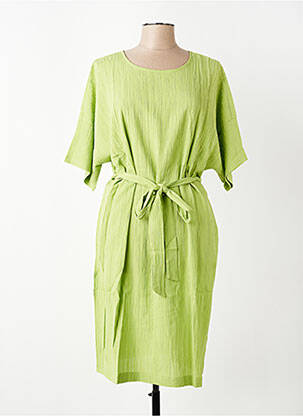 Robe mi-longue manches 3/4 manches 3/4 vert ZHENZI femme