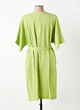 Robe mi-longue manches 3/4 manches 3/4 vert ZHENZI femme