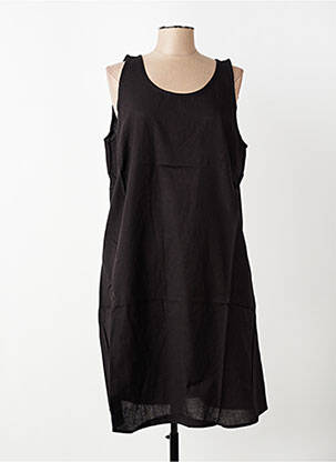 Robe mi-longue sans manche sans manche noir ZHENZI femme