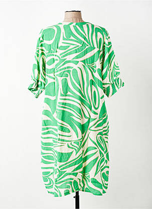 Robe mi-longue imprimé fantaisie manches courtes vert ZHENZI femme