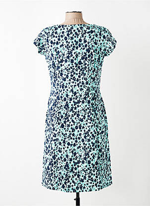 Robe mi-longue imprimé fleurs manches courtes vert LILY & ME femme