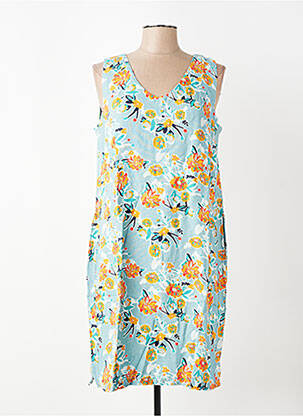Robe mi-longue imprimé fleurs sans manche bleu LILY & ME femme