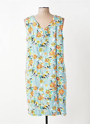 Robe mi-longue imprimé fleurs sans manche bleu LILY & ME femme