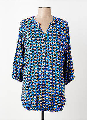 Tunique manches longues col v bleu ZHENZI femme