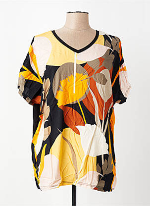 Top stretch manches courtes jaune ZHENZI femme