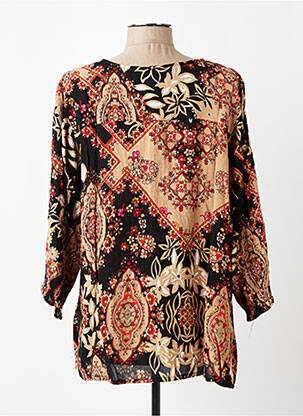 Chemisier imprimé fantaisie manches longues marron ZHENZI femme