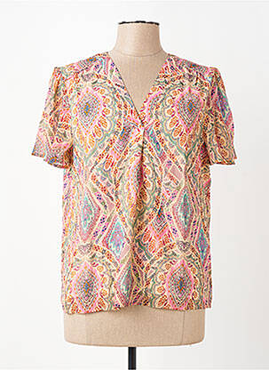 Top tissage crêpe manches courtes beige JULIE GUERLANDE femme