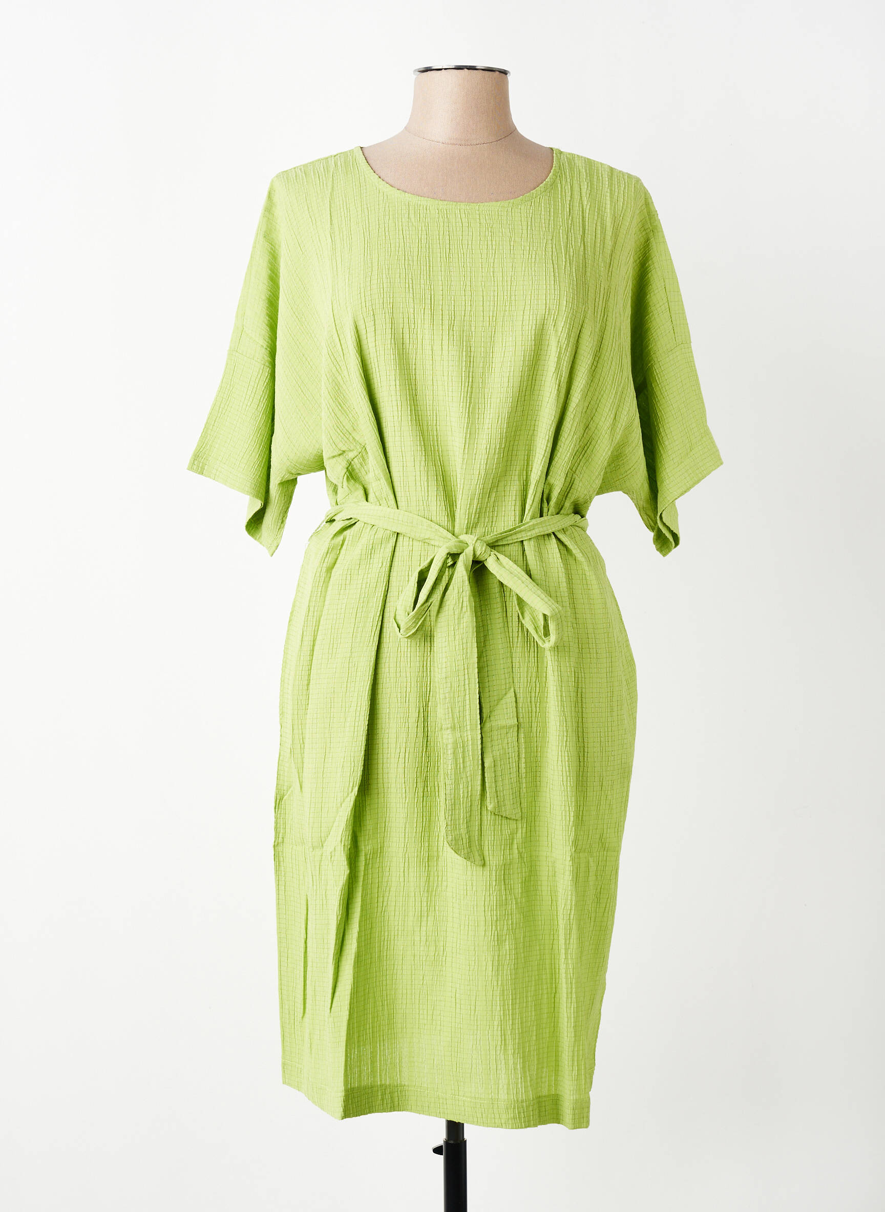 Robe mi-longue manches 3/4 manches 3/4 vert ZHENZI femme