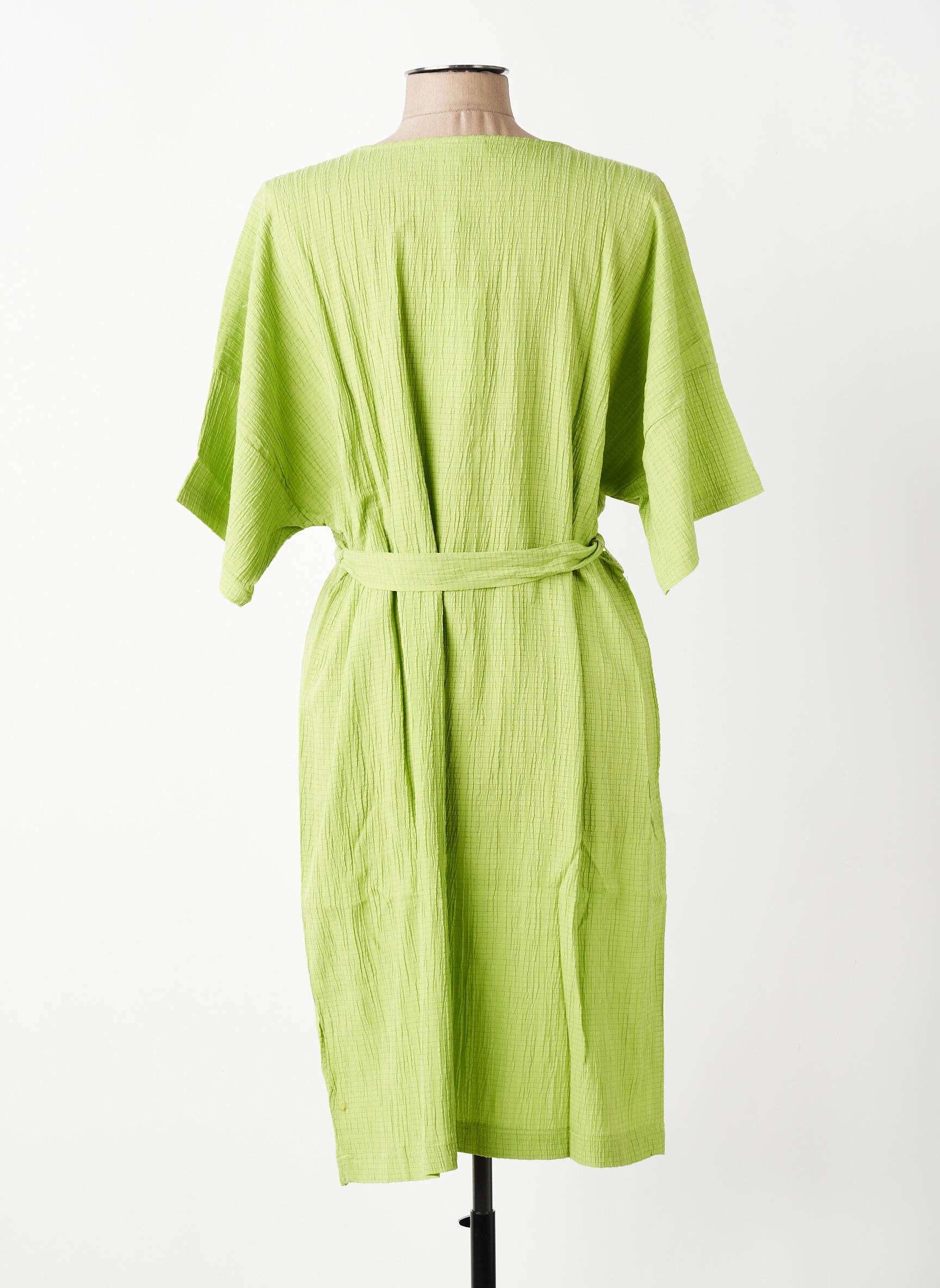 Robe mi-longue manches 3/4 manches 3/4 vert ZHENZI femme