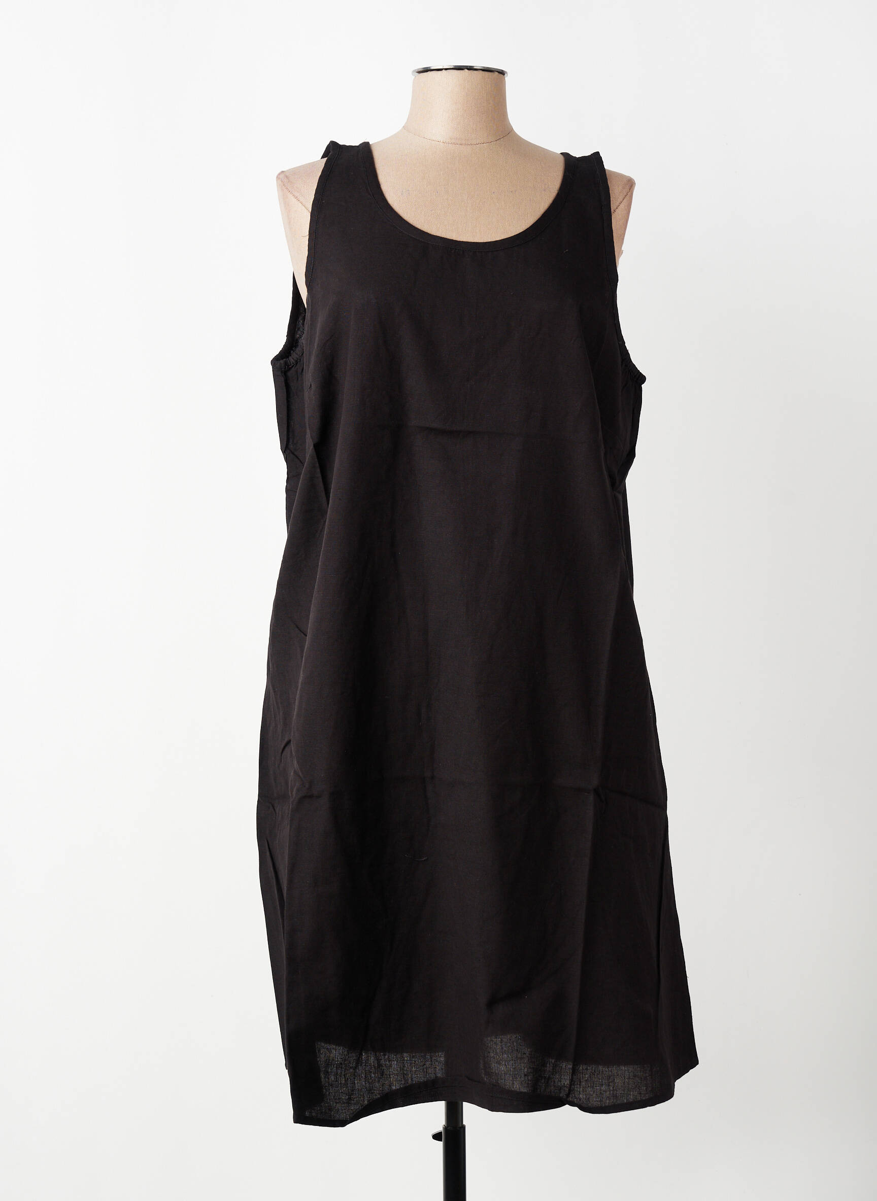Robe mi-longue sans manche sans manche noir ZHENZI femme