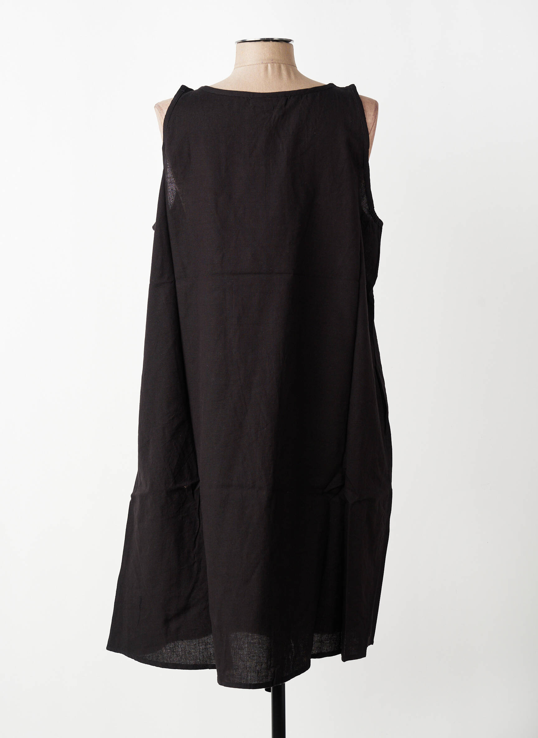 Robe mi-longue sans manche sans manche noir ZHENZI femme