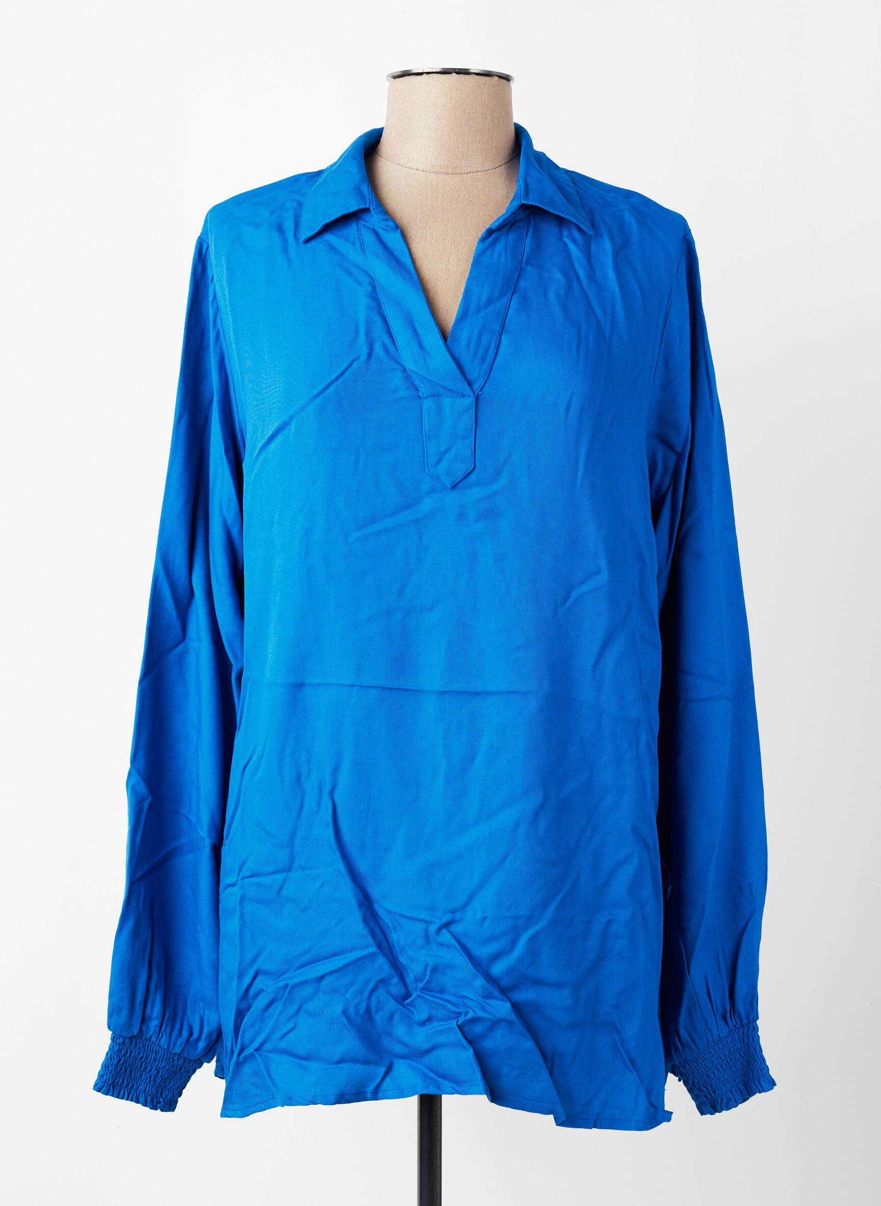 Tunique manches longues col v bleu ZHENZI femme
