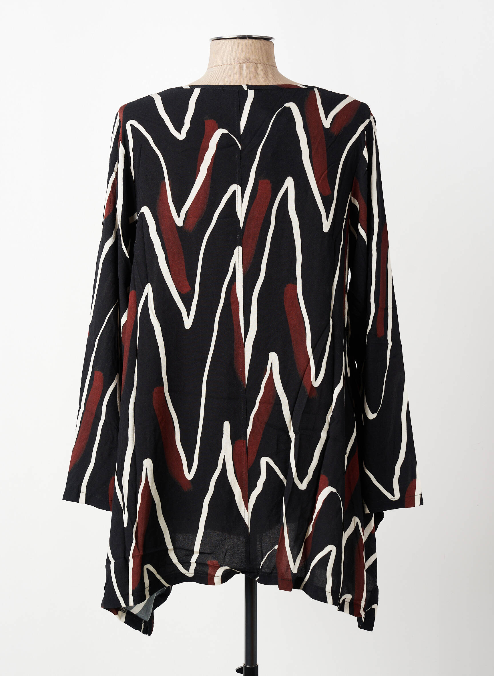 Tunique manches longues tissage crêpe noir G!OZE femme