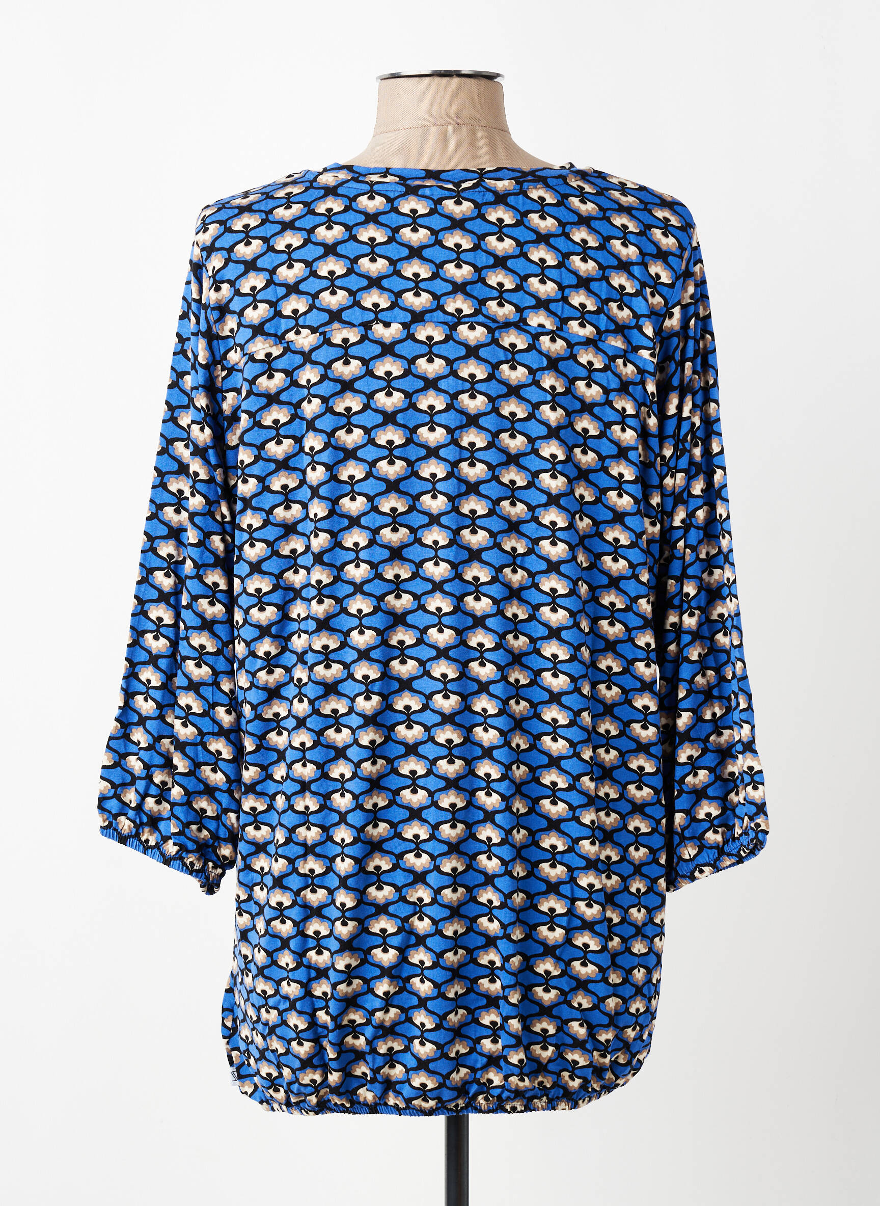 Tunique manches longues col v bleu ZHENZI femme
