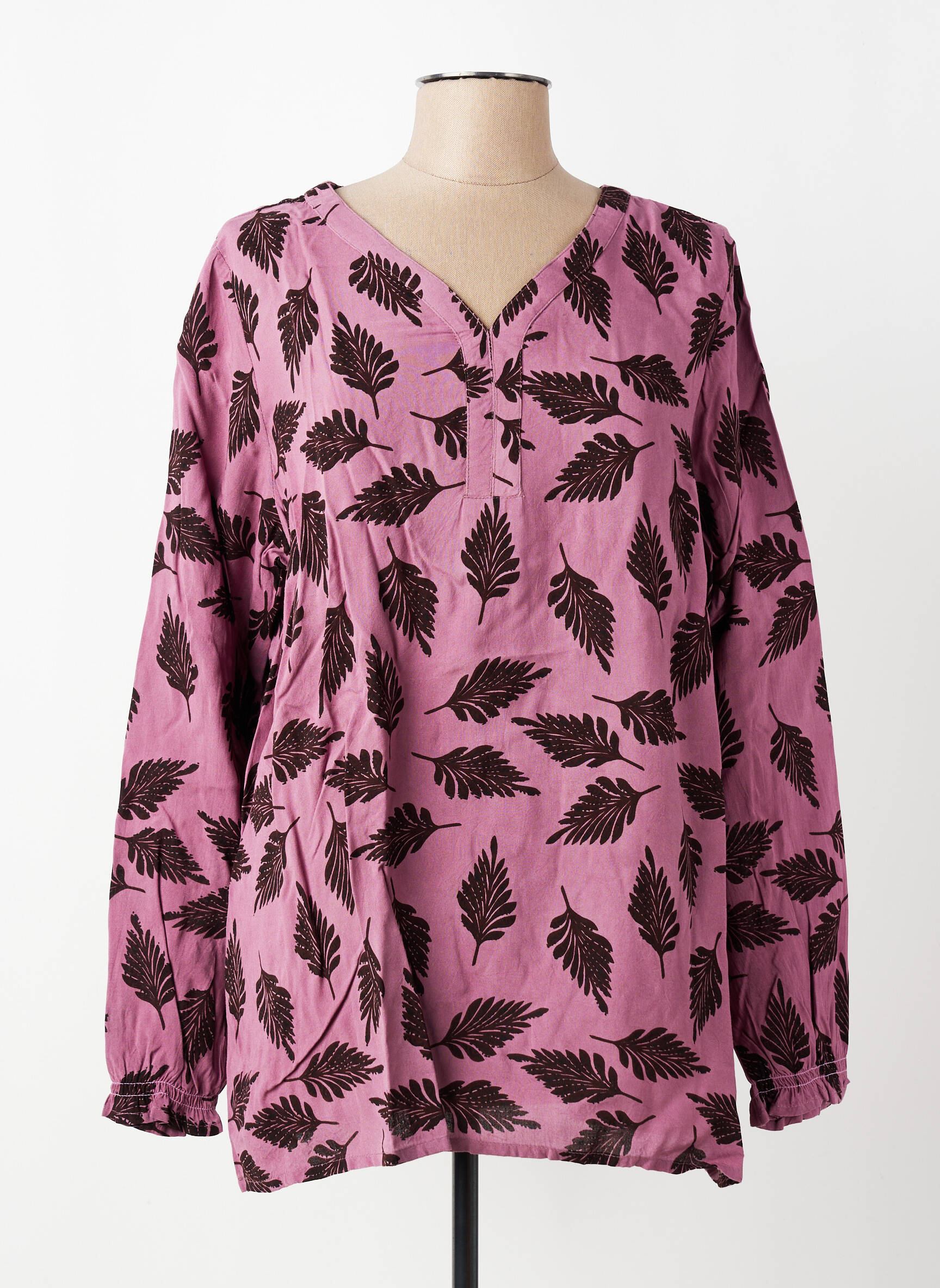 Tunique manches longues tissage crêpe violet ZHENZI femme