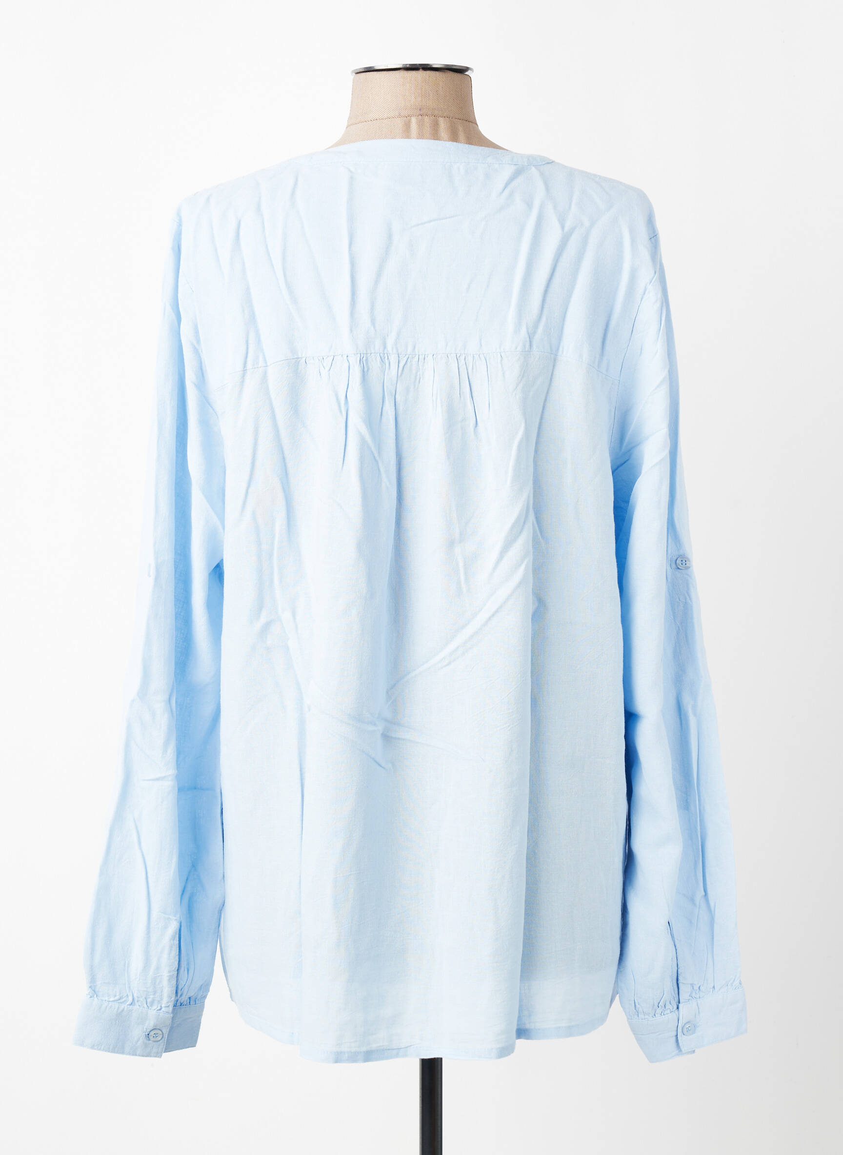 Blouse poignets boutonnés avec fente manches longues bleu KAFFE femme