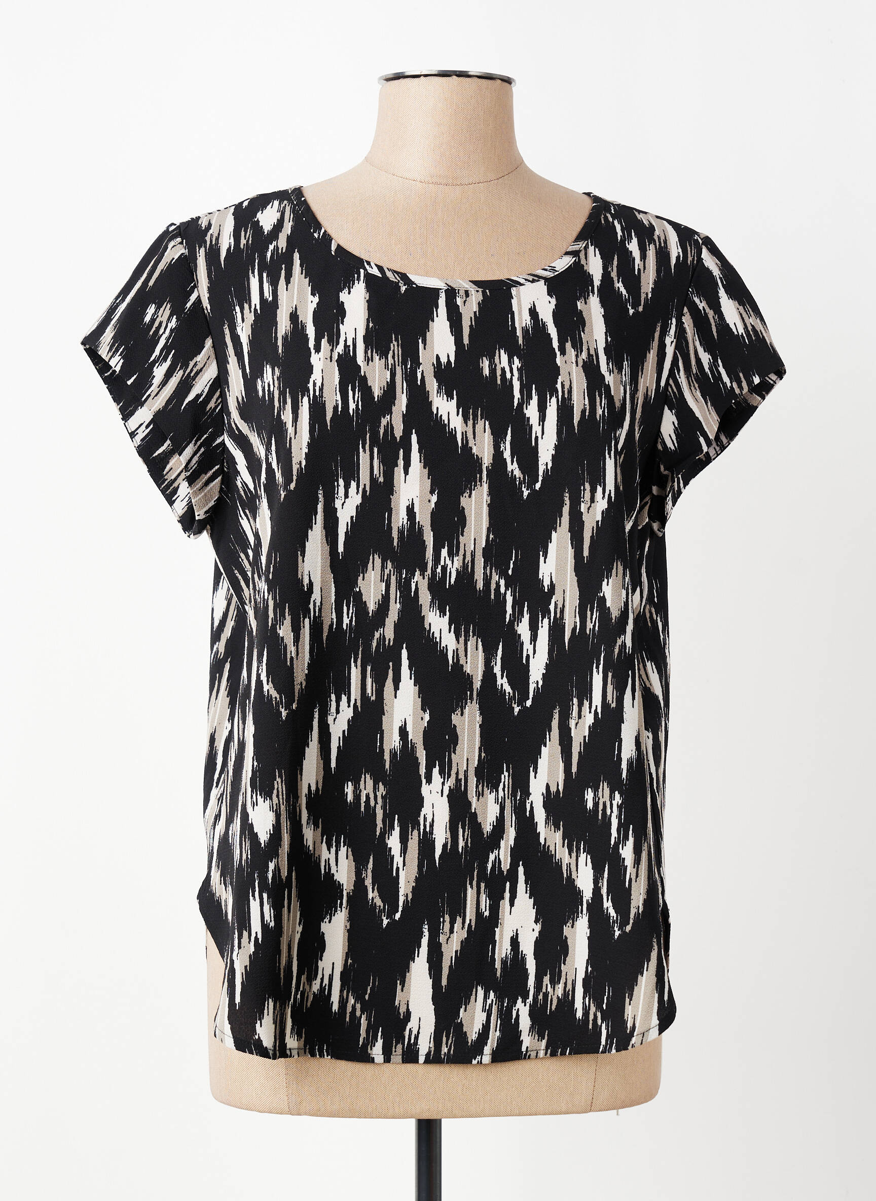 Top tissage crêpe manches courtes gris ONLY femme