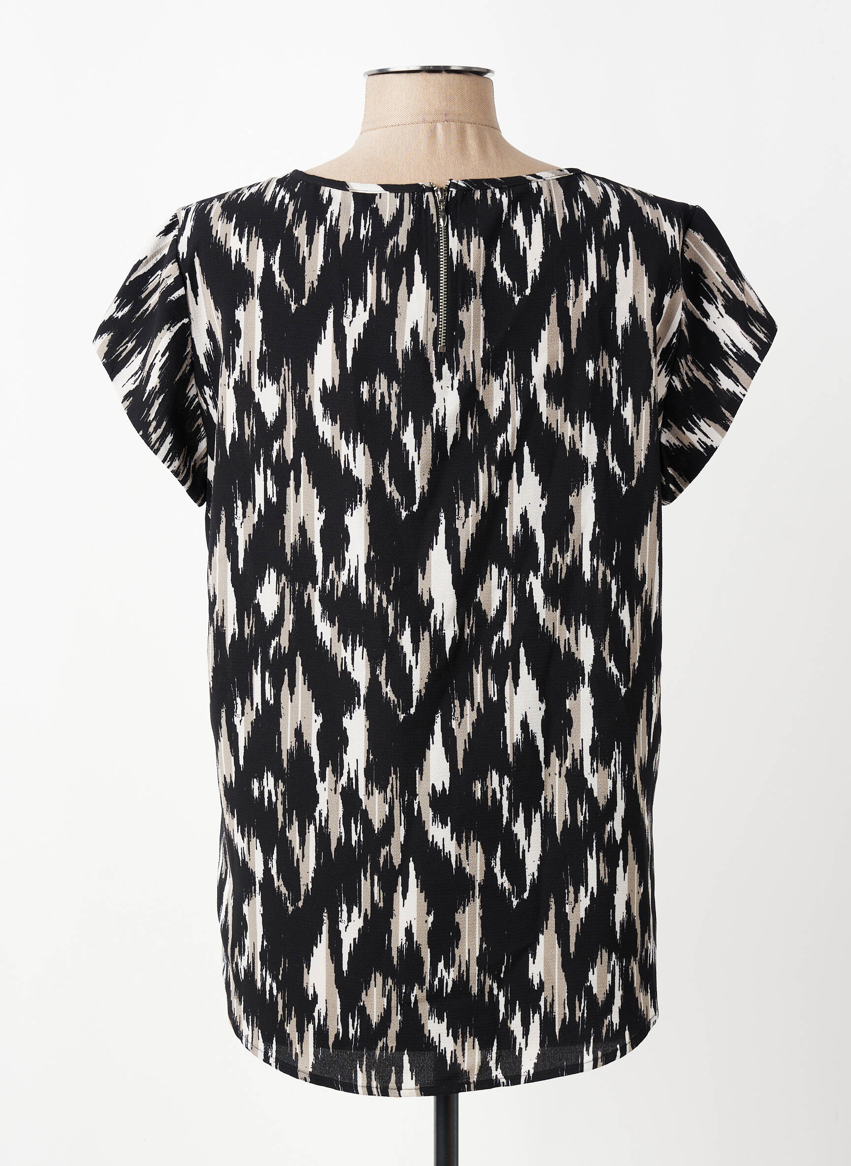 Top tissage crêpe manches courtes gris ONLY femme