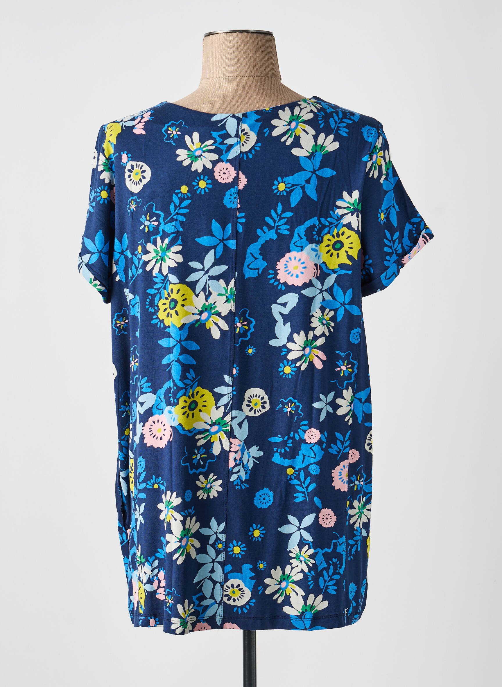 Tunique manches courtes col rond bleu LILY & ME femme