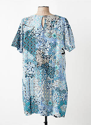 Robe courte imprimé fleurs manches courtes bleu ZHENZI femme