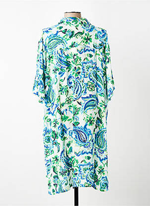 Robe mi-longue coupe fluide manches courtes bleu ZHENZI femme