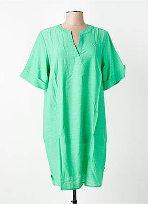 Robe courte manches courtes manches courtes vert ZHENZI femme