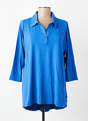 Polo manches 3/4 manches 3/4 bleu ZHENZI femme