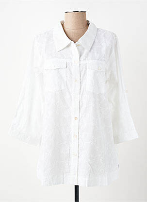 Chemisier coupe droite manches 3/4 blanc ZHENZI femme