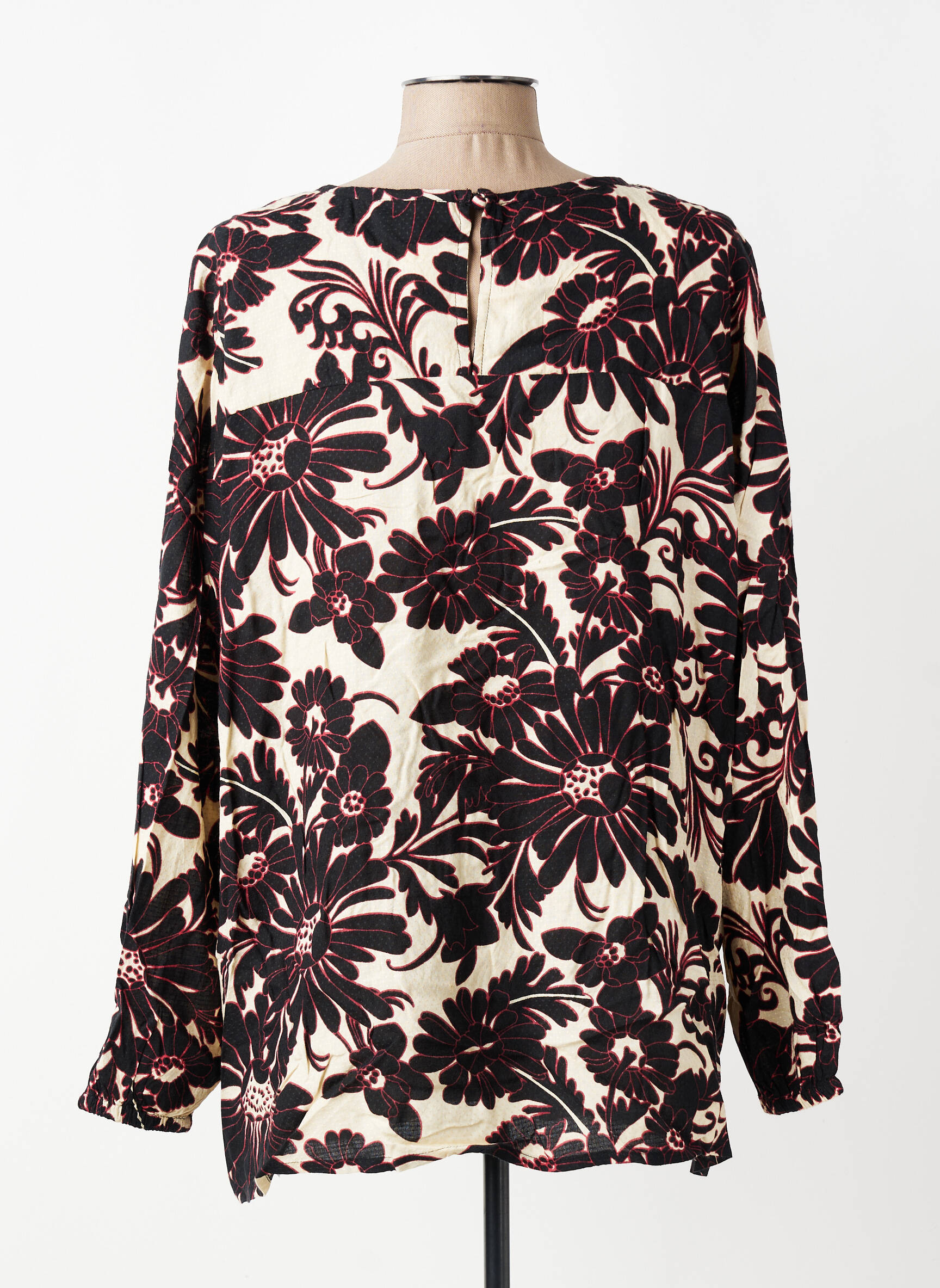 Blouse tissage popeline manches longues noir ZHENZI femme