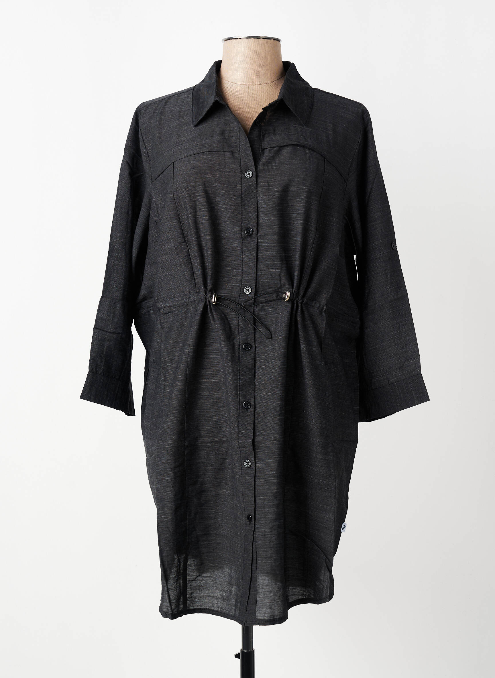 Tunique manches longues col chemisier noir ZHENZI femme