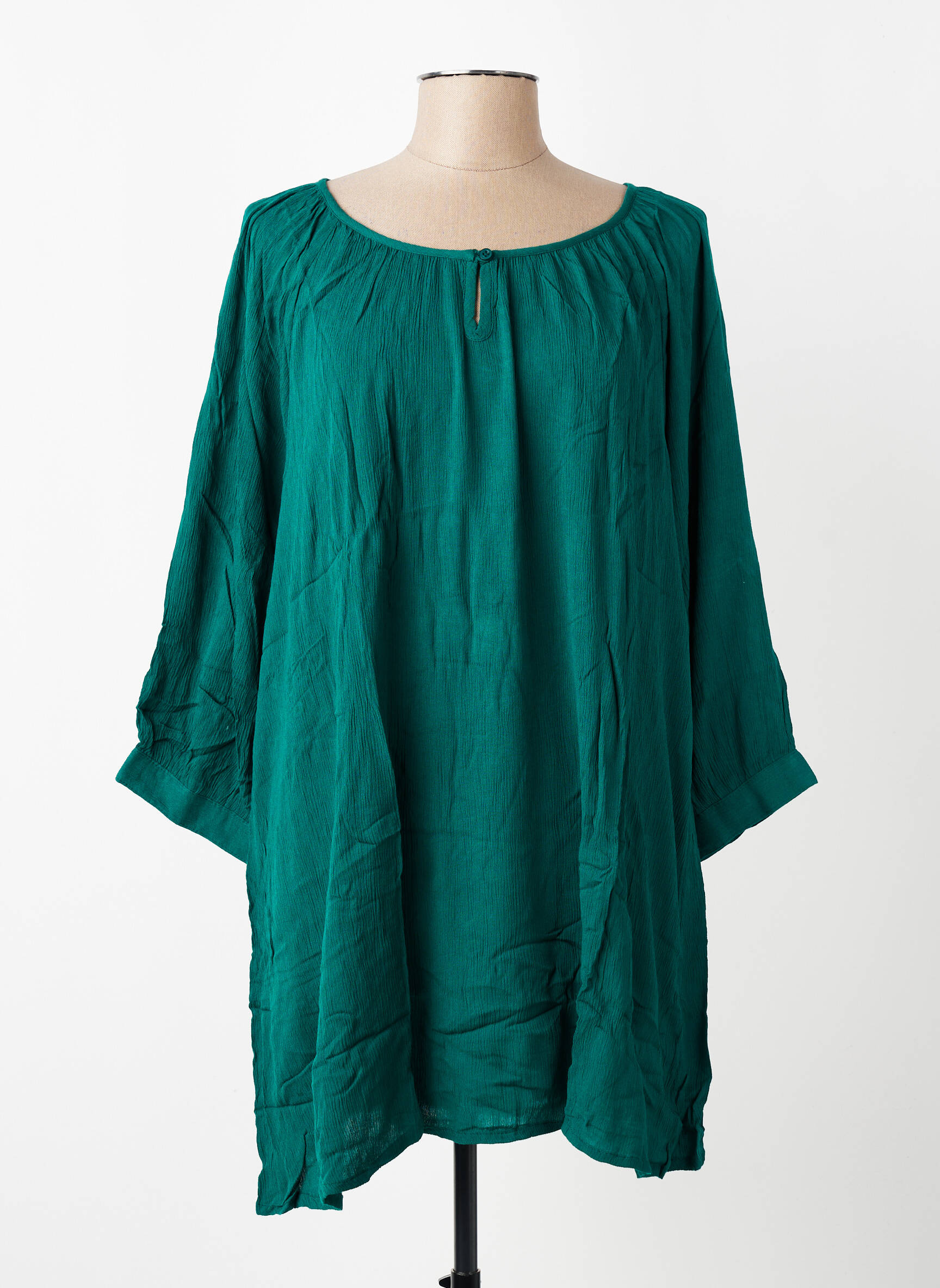 Tunique manches longues fermeture boutonnée sur le devant vert KAFFE femme