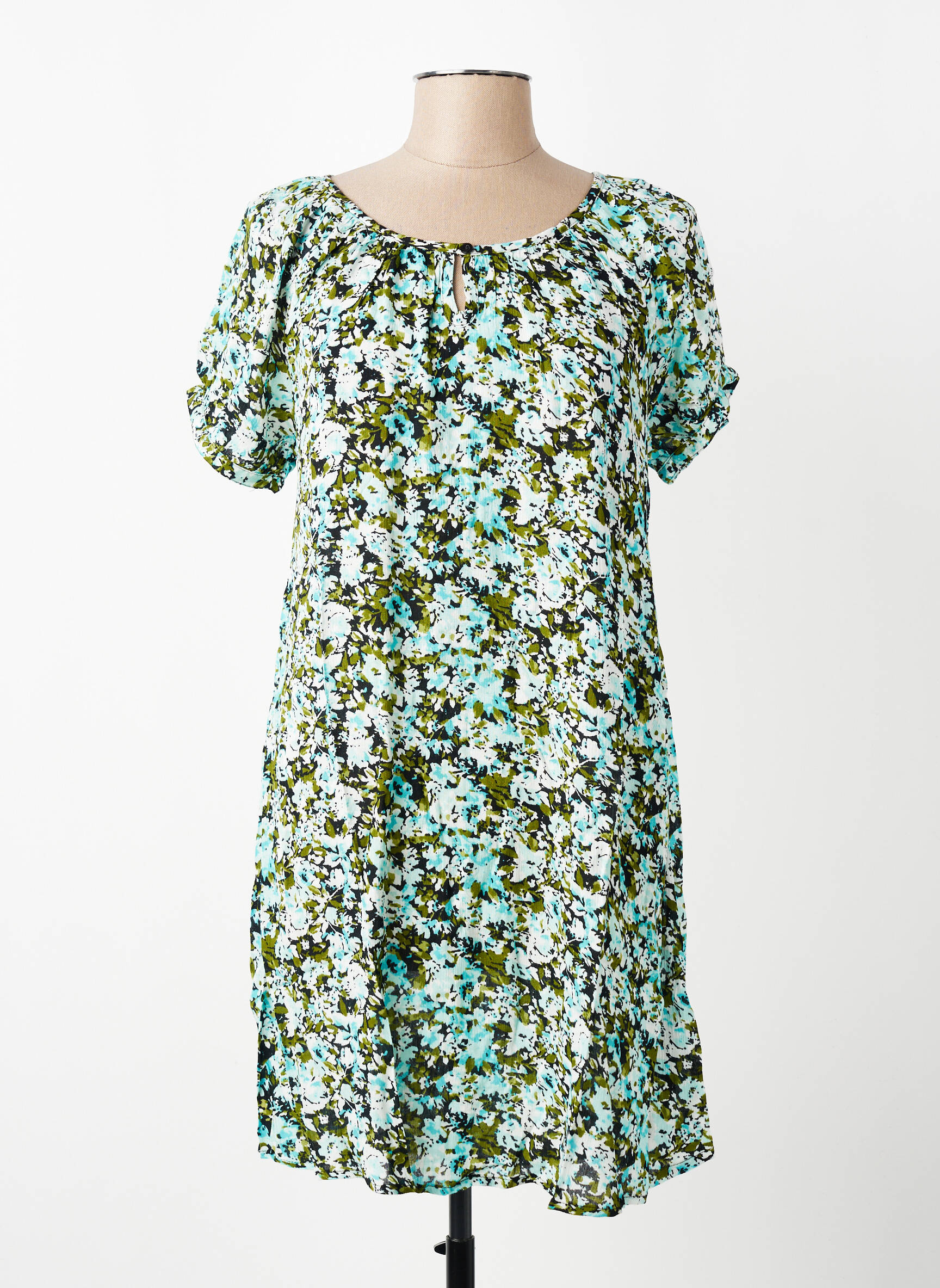 Robe courte manches courtes manches courtes bleu KAFFE femme