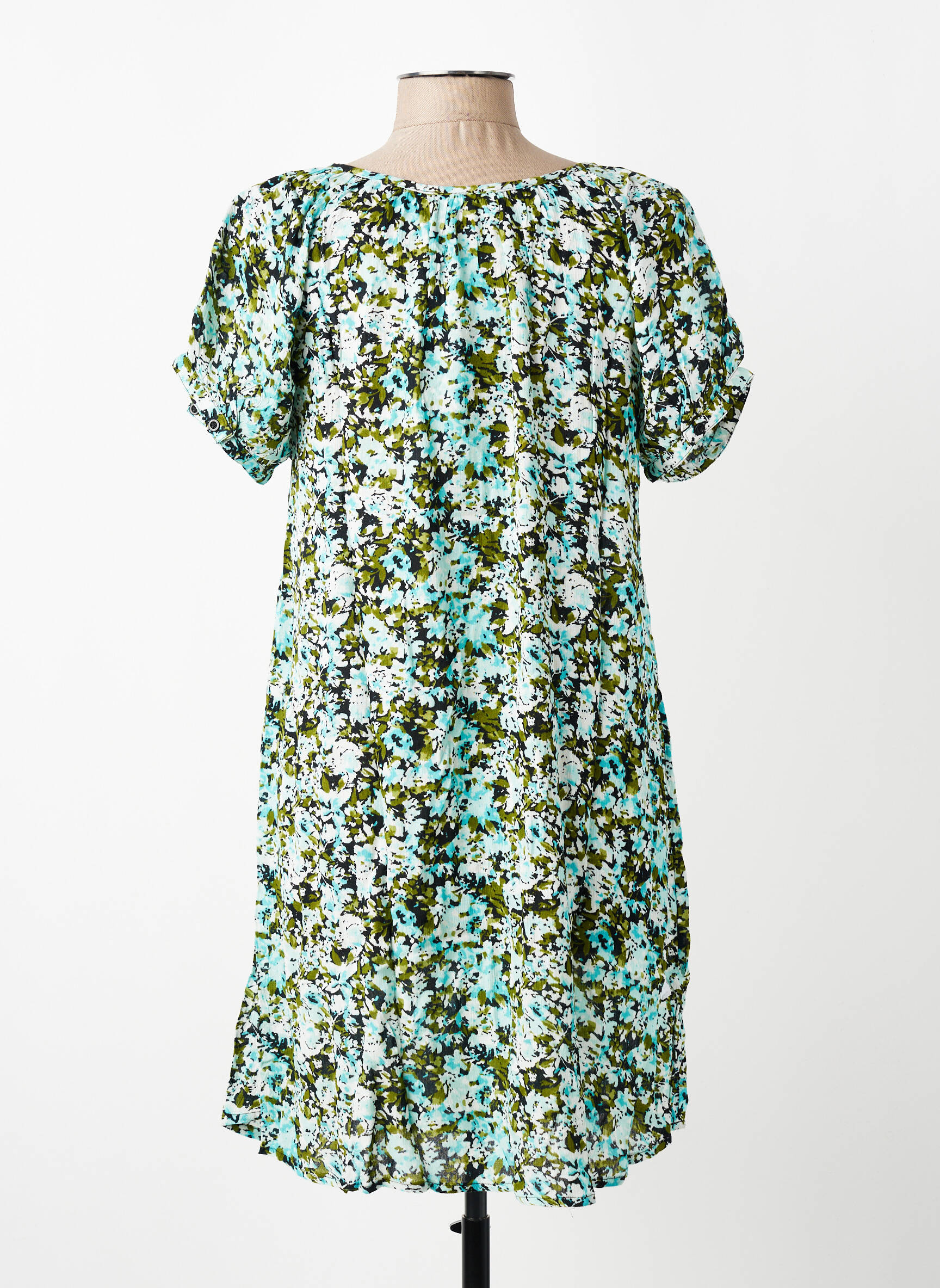 Robe courte manches courtes manches courtes bleu KAFFE femme